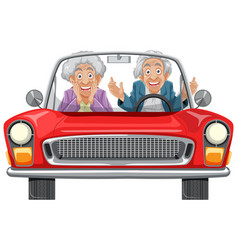 Joyful Grandparent Enjoying A Convertible Car Ride