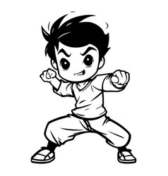 Kung Fu Boy Cartoon Isolated On White Background