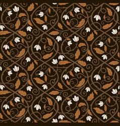 Vintage Floral Seamless Pattern Brown Botanical