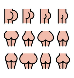 Different Bum Sizes Icons - Large Flat Big Smal