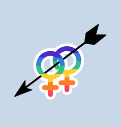 Lesbian Love Symbol In Lgbt Flag Colors Two