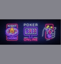 Casino Is A Set Of Neon Signs Logo Collection