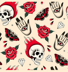 Old School Tattoo Elements Seamless Pattern