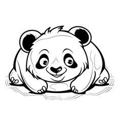 Black And White Cartoon Of Cute Panda Animal