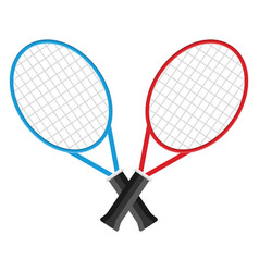 Blue And Red Tennis Rackets On A White Background