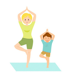 Mom and son doing yoga Royalty Free Vector Image