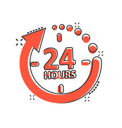 24 Hours Service Icon In Comic Style All Day