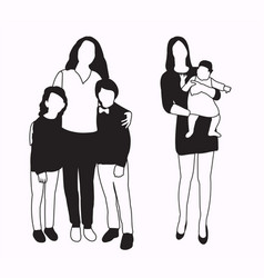 Family Silhouette Or Black