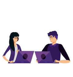 Young Couple Using Laptop Computer