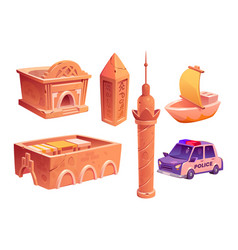 Ancient Arab House Market And Police Car