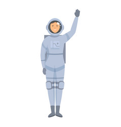 Astronaut Is Waving Standing In A Spacesuit