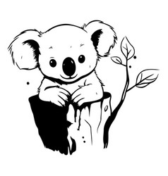 Cute Koala On A Tree Hand Drawn