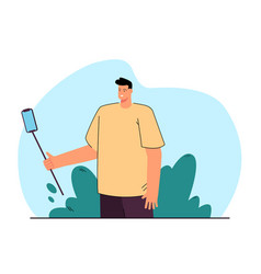 Male Cartoon Character Holding Phone On Selfie