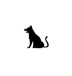 Dog Black Shape Sitting With Tail Up Logo