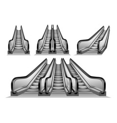 Escalator Elevator Mockup Set Realistic Style