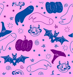 Funny Neon Doodle Pattern For Halloween