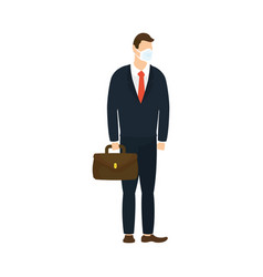 Businessman Using Medical Mask Character