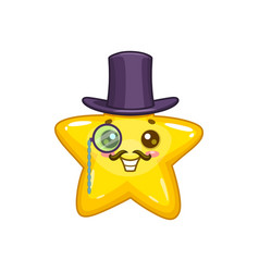 Cartoon Cute Kawaii Star Dons Monocle And Top Hat