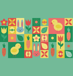 Colorful Geometric Easter Pattern With Bunnies