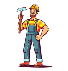 Construction Worker Holding Axe And Wearing