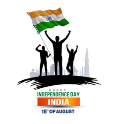 Happy Independence Day India Flag With Group