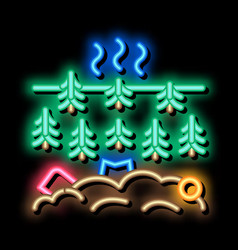 Trash In Forest Neon Glow Icon