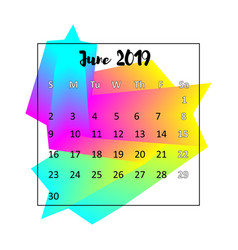 2019 Calendar Design Concept June