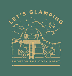 Glamping Camp Rooftop Car Tent Vintage Monoline