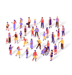 Top View Diverse Isometric People Minimal Flat