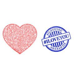 Distress Hashtag Iloveyou Badge And Net Love Heart