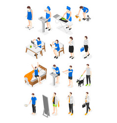 People Morning Routine Isometric Set