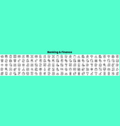 Set Of Banking And Finance Icons Linear Style