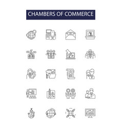 Chambers Of Commerce Line Icons And Signs