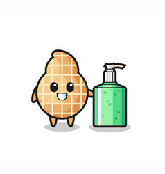 Cute Peanut Cartoon With Hand Sanitizer