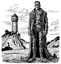 Frankenstein Monster Linocut