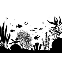 Black And White Silhouette Of A Sea Coral Reef