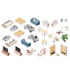 Isometric Living Room Furniture Modern Apartment