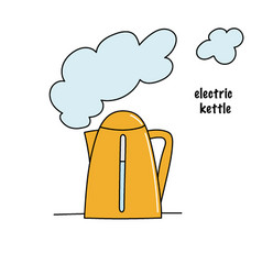 Orange Color Electric Kettle With Steam Cute Art