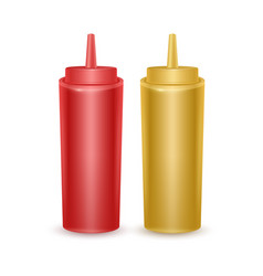 Set Realistic Bottles Ketchup And Mustard