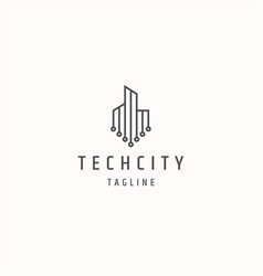 Building City Tech With Line Style Logo Icon