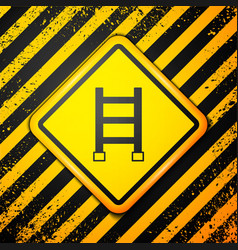 Black Fire Escape Icon Isolated On Yellow