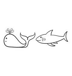 Hand Drawn Whale And Shark