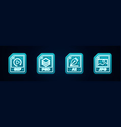 Set Line Gif File Document Psd Ai And Jpg Glowing