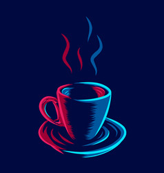 A Cup Of Coffee And Tea Line Pop Art Potrait Logo