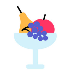 Bowl Of Fruits And Berries Party Color Stroke Icon