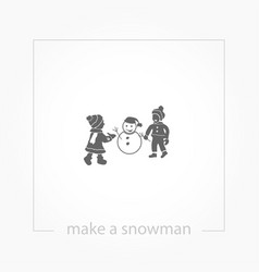 Children Make A Snowman Icon On White Background