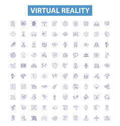 Virtual Reality Line Icons Signs Set