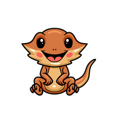 Cute Little Bearded Dragon Cartoon Sitting