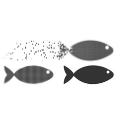 Fish Disappearing Pixel Halftone Icon