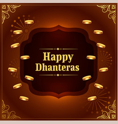 Happy Dhanteras Festival Background With Gold